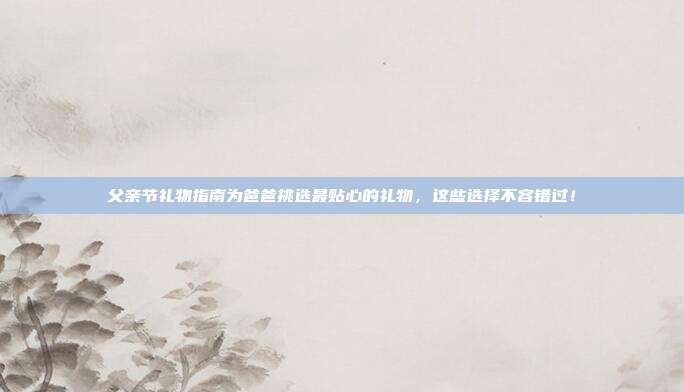 父亲节礼物指南为爸爸挑选最贴心的礼物，这些选择不容错过！