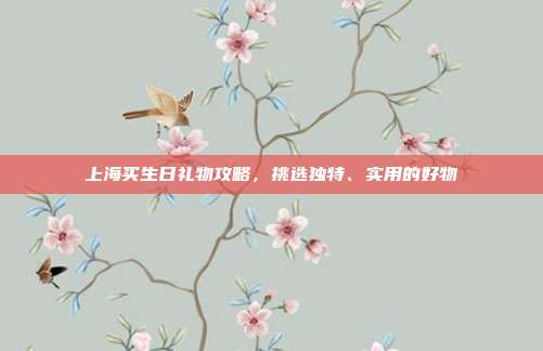 上海买生日礼物攻略，挑选独特、实用的好物