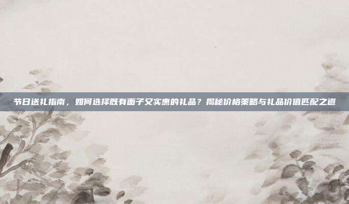 节日送礼指南，如何选择既有面子又实惠的礼品？揭秘价格策略与礼品价值匹配之道