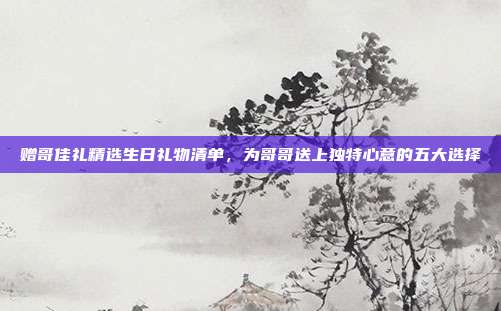 赠哥佳礼精选生日礼物清单，为哥哥送上独特心意的五大选择