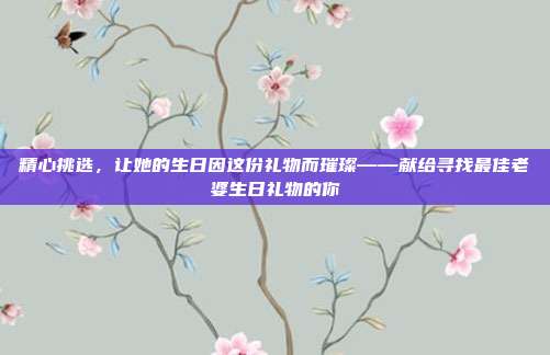 精心挑选，让她的生日因这份礼物而璀璨——献给寻找最佳老婆生日礼物的你
