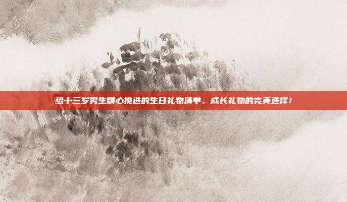 给十三岁男生精心挑选的生日礼物清单，成长礼物的完美选择！