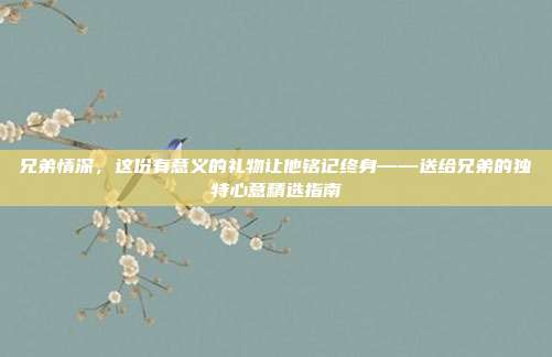 兄弟情深，这份有意义的礼物让他铭记终身——送给兄弟的独特心意精选指南