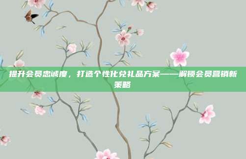 提升会员忠诚度，打造个性化兑礼品方案——解锁会员营销新策略