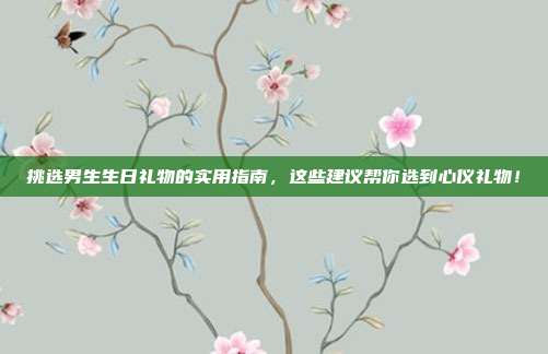 挑选男生生日礼物的实用指南，这些建议帮你选到心仪礼物！