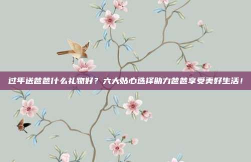 过年送爸爸什么礼物好？六大贴心选择助力爸爸享受美好生活！