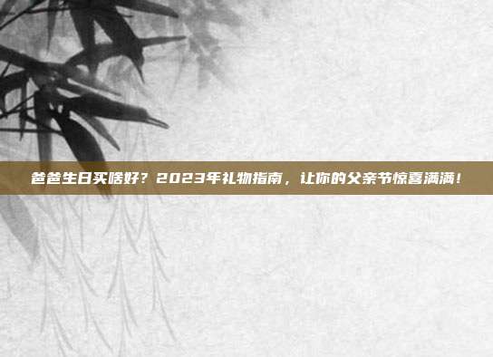 爸爸生日买啥好？2023年礼物指南，让你的父亲节惊喜满满！