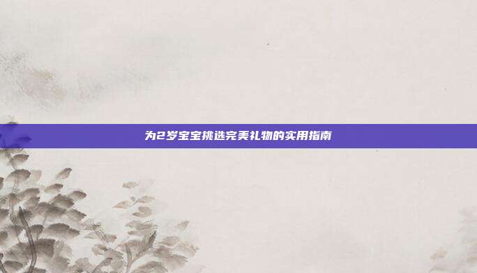 为2岁宝宝挑选完美礼物的实用指南
