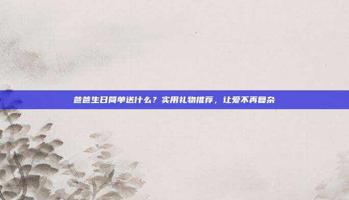 爸爸生日简单送什么？实用礼物推荐，让爱不再复杂