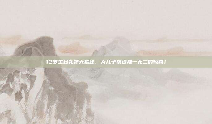 12岁生日礼物大揭秘，为儿子挑选独一无二的惊喜！
