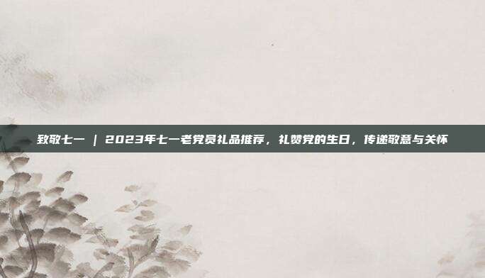 致敬七一 | 2023年七一老党员礼品推荐，礼赞党的生日，传递敬意与关怀