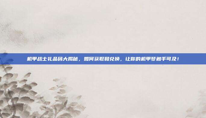 机甲战士礼品码大揭秘，如何获取和兑换，让你的机甲梦触手可及！