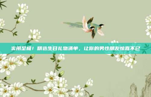 实用至极！精选生日礼物清单，让你的男性朋友惊喜不已
