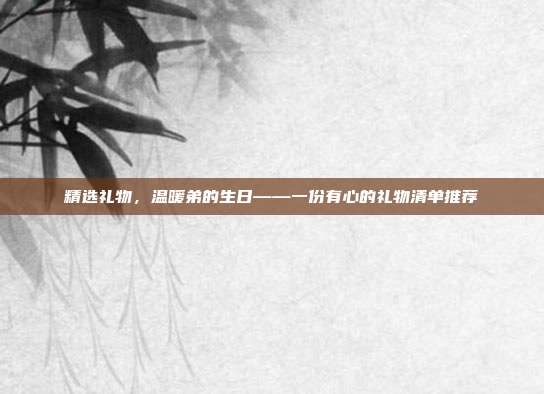精选礼物，温暖弟的生日——一份有心的礼物清单推荐