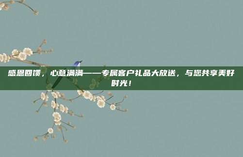 感恩回馈，心意满满——专属客户礼品大放送，与您共享美好时光！