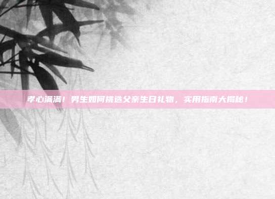 孝心满满！男生如何挑选父亲生日礼物，实用指南大揭秘！