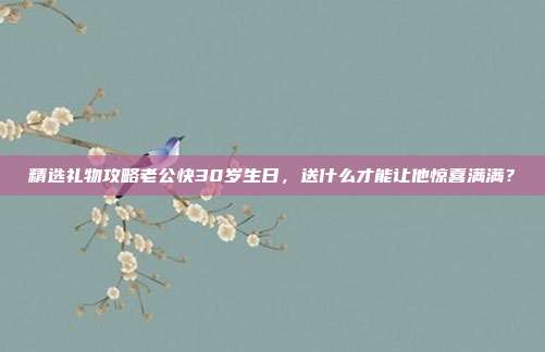 精选礼物攻略老公快30岁生日，送什么才能让他惊喜满满？