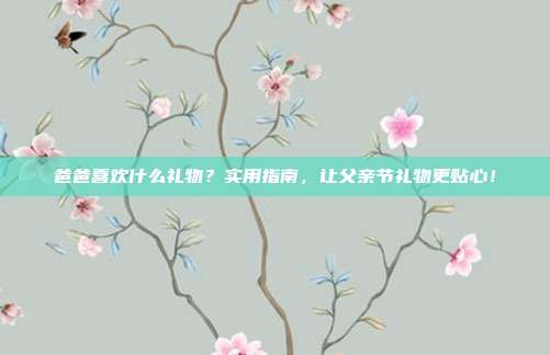 爸爸喜欢什么礼物？实用指南，让父亲节礼物更贴心！