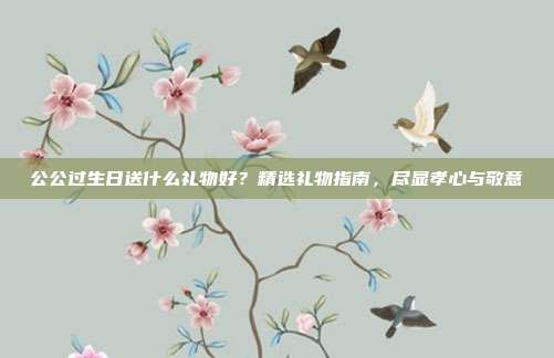 公公过生日送什么礼物好？精选礼物指南，尽显孝心与敬意