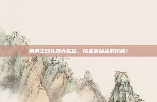 弟弟生日礼物大揭秘，挑选最合适的惊喜！